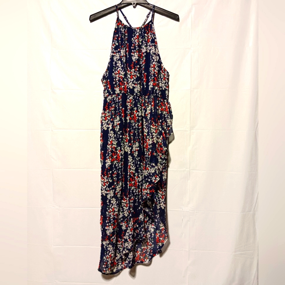 Gorgeous EUC Women's Spaghetti Strap Asymmetrical Midi Dress, Size Large